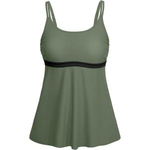 imageYonique Tankini Top for Women Bathing Suit Top No Bottom Modest Swimsuit Top Only Tummy Control Swim Tank TopArmy Green