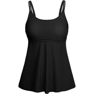 imageYonique Tankini Top for Women Bathing Suit Top No Bottom Modest Swimsuit Top Only Tummy Control Swim Tank TopBlack