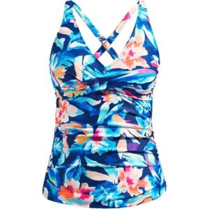 imageYonique Tummy Control Tankini Top Only V Neck Swim Top Twist Front Bathing Suit Top No BottomBlue Flower