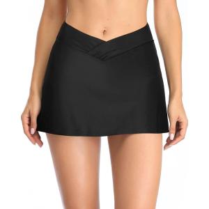 imageYonique Womens Swim Skirt Bathing Suit Bottoms Mid Waist Swim Bottoms Elastic Waist Swimsuit BottomsBlack 01