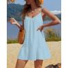 imageYonique Women Beach Cover Up Dresses Spaghetti Strap Dresses Summer Coverups Casual Sundresses with Ruffle HemBlue