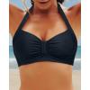 imageYonique Women Halter Bikini Top Only Retro Swimsuit Top Push Up Bathing Suit Top No BottomBlack