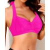 imageYonique Women Halter Bikini Top Only Retro Swimsuit Top Push Up Bathing Suit Top No BottomHot Pink