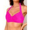 imageYonique Women Halter Bikini Top Only Retro Swimsuit Top Push Up Bathing Suit Top No BottomHot Pink