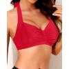 imageYonique Women Halter Bikini Top Only Retro Swimsuit Top Push Up Bathing Suit Top No BottomRed