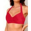 imageYonique Women Halter Bikini Top Only Retro Swimsuit Top Push Up Bathing Suit Top No BottomRed