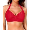imageYonique Women Halter Bikini Top Only Retro Swimsuit Top Push Up Bathing Suit Top No BottomRed