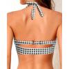 imageYonique Women Halter Bikini Top Only Retro Swimsuit Top Push Up Bathing Suit Top No BottomVintage Grid