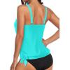 imageYonique Womens Blouson Tankini Top Only Loose Fit Swim Top No Bottom Modest Swimsuit TopAqua Green