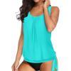 imageYonique Womens Blouson Tankini Top Only Loose Fit Swim Top No Bottom Modest Swimsuit TopAqua Green