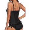 imageYonique Womens Blouson Tankini Top Only Loose Fit Swim Top No Bottom Modest Swimsuit TopBlack