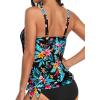 imageYonique Womens Blouson Tankini Top Only Loose Fit Swim Top No Bottom Modest Swimsuit TopBlack Floral