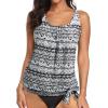 imageYonique Womens Blouson Tankini Top Only Loose Fit Swim Top No Bottom Modest Swimsuit TopBlack Tribal