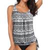 imageYonique Womens Blouson Tankini Top Only Loose Fit Swim Top No Bottom Modest Swimsuit TopBlack Tribal
