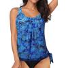 imageYonique Womens Blouson Tankini Top Only Loose Fit Swim Top No Bottom Modest Swimsuit TopBlue Paisley