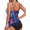 imageYonique Womens Blouson Tankini Top Only Loose Fit Swim Top No Bottom Modest Swimsuit TopBlue Purple Leaves