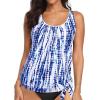 imageYonique Womens Blouson Tankini Top Only Loose Fit Swim Top No Bottom Modest Swimsuit TopBlue Tie Dye