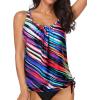 imageYonique Womens Blouson Tankini Top Only Loose Fit Swim Top No Bottom Modest Swimsuit TopColor Striped