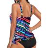 imageYonique Womens Blouson Tankini Top Only Loose Fit Swim Top No Bottom Modest Swimsuit TopColor Striped