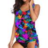 imageYonique Womens Blouson Tankini Top Only Loose Fit Swim Top No Bottom Modest Swimsuit TopColorful Leaves1