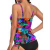 imageYonique Womens Blouson Tankini Top Only Loose Fit Swim Top No Bottom Modest Swimsuit TopColorful Leaves1