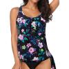 imageYonique Womens Blouson Tankini Top Only Loose Fit Swim Top No Bottom Modest Swimsuit TopFloral