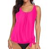 imageYonique Womens Blouson Tankini Top Only Loose Fit Swim Top No Bottom Modest Swimsuit TopHot Pink