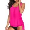 imageYonique Womens Blouson Tankini Top Only Loose Fit Swim Top No Bottom Modest Swimsuit TopHot Pink