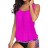imageYonique Womens Blouson Tankini Top Only Loose Fit Swim Top No Bottom Modest Swimsuit TopPink Geometry
