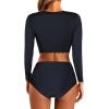 imageYonique Womens Long Sleeve Swimsuit Rash Guard Swim Shirt Crop Swim Tops with Shorts Two Piece Bathing Suits