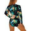 imageYonique Womens Rash Guard Long Sleeve Swimsuit One Piece Bathing Suit Zipper Surfing Swimwear UPF 50Black Pineapple