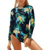 imageYonique Womens Rash Guard Long Sleeve Swimsuit One Piece Bathing Suit Zipper Surfing Swimwear UPF 50Black Pineapple