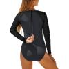 imageYonique Womens Rash Guard Long Sleeve Swimsuit One Piece Bathing Suit Zipper Surfing Swimwear UPF 50Black and Gray