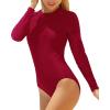 imageYonique Womens Rash Guard Long Sleeve Swimsuit One Piece Bathing Suit Zipper Surfing Swimwear UPF 50Red