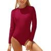 imageYonique Womens Rash Guard Long Sleeve Swimsuit One Piece Bathing Suit Zipper Surfing Swimwear UPF 50Red