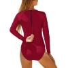 imageYonique Womens Rash Guard Long Sleeve Swimsuit One Piece Bathing Suit Zipper Surfing Swimwear UPF 50Red