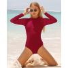 imageYonique Womens Rash Guard Long Sleeve Swimsuit One Piece Bathing Suit Zipper Surfing Swimwear UPF 50Red