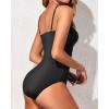 imageYonique Womens Strapless One Piece Swimsuit Tummy Control Bandeau Bathing Suits Slimming Twist Front SwimwearBlack