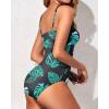 imageYonique Womens Strapless One Piece Swimsuit Tummy Control Bandeau Bathing Suits Slimming Twist Front SwimwearBlack and Leaves