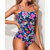 imageYonique Womens Strapless One Piece Swimsuit Tummy Control Bandeau Bathing Suits Slimming Twist Front SwimwearColorful Floral