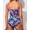 imageYonique Womens Strapless One Piece Swimsuit Tummy Control Bandeau Bathing Suits Slimming Twist Front SwimwearColorful Floral