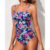 imageYonique Womens Strapless One Piece Swimsuit Tummy Control Bandeau Bathing Suits Slimming Twist Front SwimwearColorful Floral