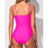 imageYonique Womens Strapless One Piece Swimsuit Tummy Control Bandeau Bathing Suits Slimming Twist Front SwimwearDark Pink