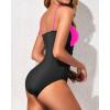 imageYonique Womens Strapless One Piece Swimsuit Tummy Control Bandeau Bathing Suits Slimming Twist Front SwimwearHot Pink and Black
