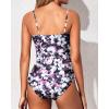 imageYonique Womens Strapless One Piece Swimsuit Tummy Control Bandeau Bathing Suits Slimming Twist Front SwimwearPurple Flowers