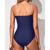 imageYonique Womens Strapless One Piece Swimsuit Tummy Control Bandeau Bathing Suits Slimming Twist Front SwimwearPurple Navy Blue