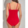 imageYonique Womens Strapless One Piece Swimsuit Tummy Control Bandeau Bathing Suits Slimming Twist Front SwimwearRed