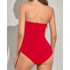 imageYonique Womens Strapless One Piece Swimsuit Tummy Control Bandeau Bathing Suits Slimming Twist Front SwimwearRed