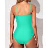 imageYonique Womens Strapless One Piece Swimsuit Tummy Control Bandeau Bathing Suits Slimming Twist Front SwimwearTurquoise