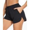 imageYonique Womens Swim Shorts Sporty Boardshorts with Pockets Drawstring Swim Bottom Swim Trunks for Teen Girls Black XL